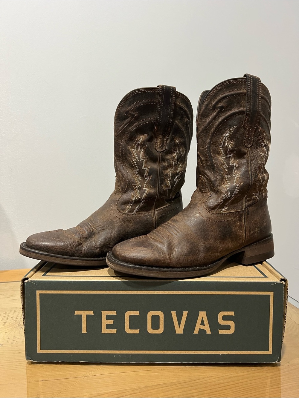 Tecovas doc Brown Leather Kids Western Boots 3Y boys